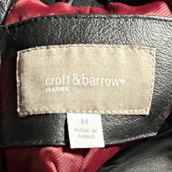 Vintage Y2K Croft & Barrow Short Black Leather Zip Up Jacket~M~ - Picture 6 of 7